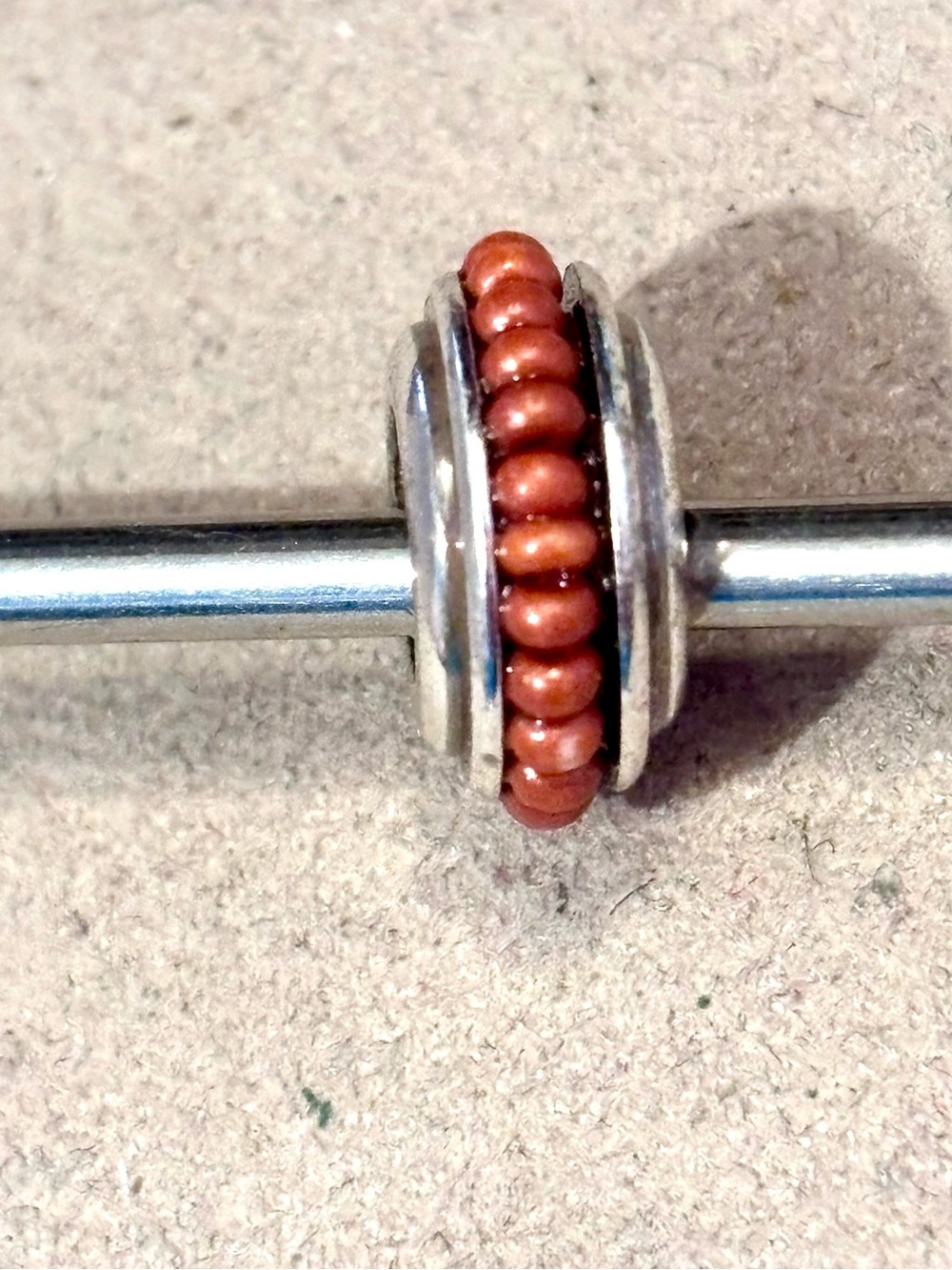 Brighton Hippie spacer Copper Narrow bead Tony inlaid beads Silver edges Retired
